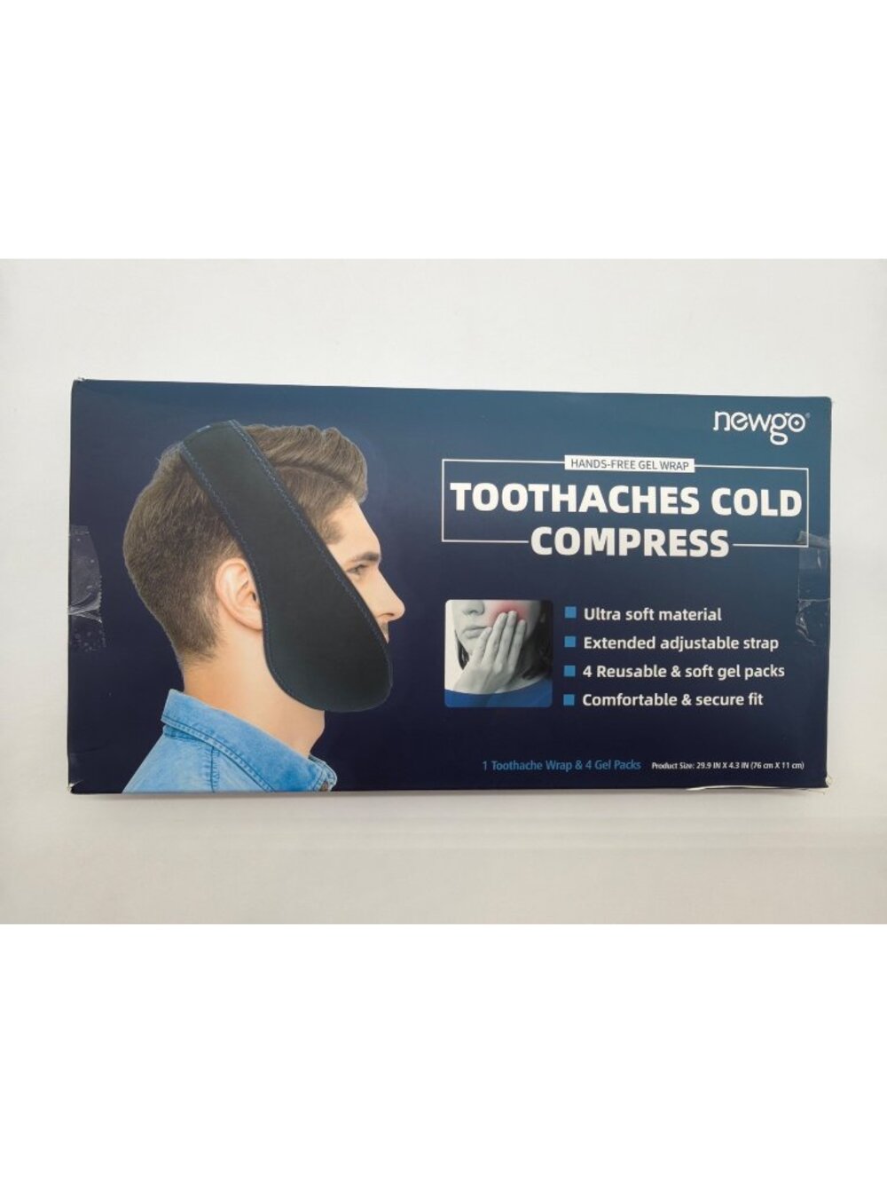 Newgo Hands-Free Gel Wrap Toothache Compress With 4 Reusable Hot/Cold Gel Packs
